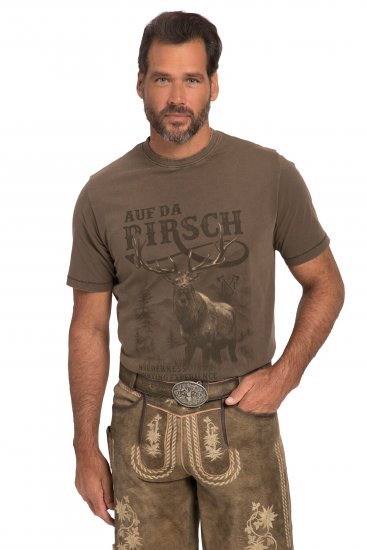 JP1880 Comfortable Fit Vintage Look T-Shirt Light Brown - T-krekli - T-krekli - 2XL-14XL