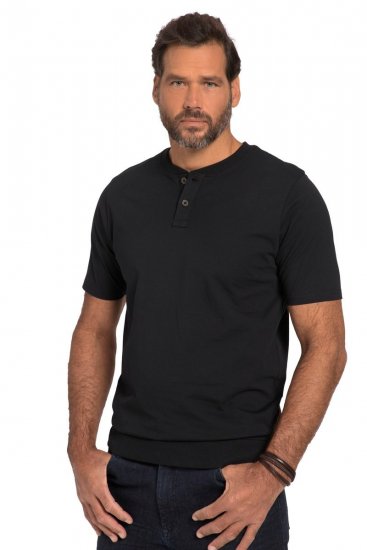 JP1880 818628 Henley T-krekls ar vēdera piegriezumu Melns - T-krekli - T-krekli - 2XL-14XL