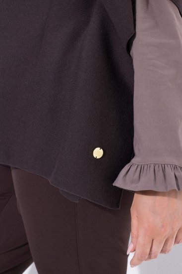 Ulla Popken 820620 Pončo džemperis ar augstu apkakli Sarkankoka brūns - Pončo un pelerīnas - 