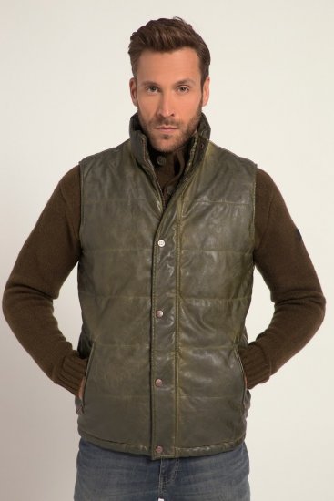 JP1880 Quilted Gilet Vintage Leather Green - Jakas & Lietus apģērbs - Jakas - 2XL-12XL