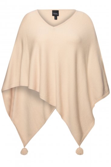 Ulla Popken Knit Pointed Hem Poncho Nature Melange - Džemperi un džemperi ar kapuci - 