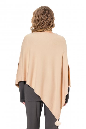 Ulla Popken Knit Pointed Hem Poncho Nature Melange - Džemperi un džemperi ar kapuci - 