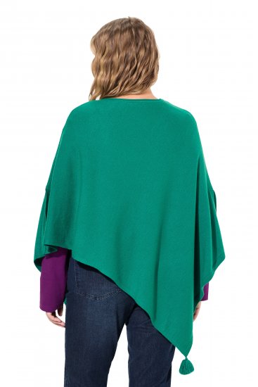 Ulla Popken Knit Pointed Hem Poncho Emerald Green - Džemperi un džemperi ar kapuci - 