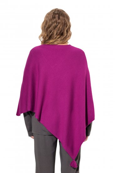Ulla Popken Knit Pointed Hem Poncho Berry - Džemperi un džemperi ar kapuci - 