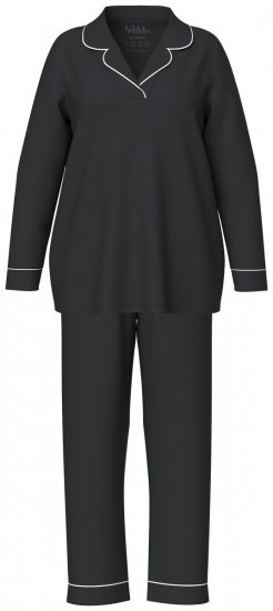 Ulla Popken 823030 Pidžama ar krekla apkakli Melns - Pidžamas/Loungewear - 