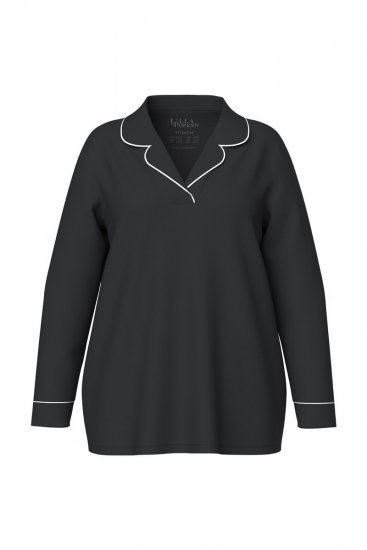 Ulla Popken 823030 Pidžama ar krekla apkakli Melns - Pidžamas/Loungewear - 