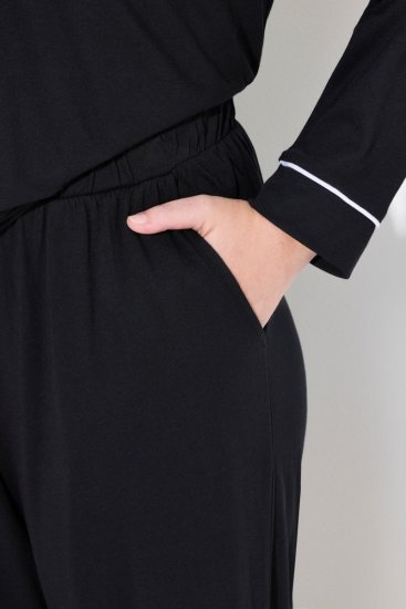 Ulla Popken 823030 Pidžama ar krekla apkakli Melns - Pidžamas/Loungewear - 