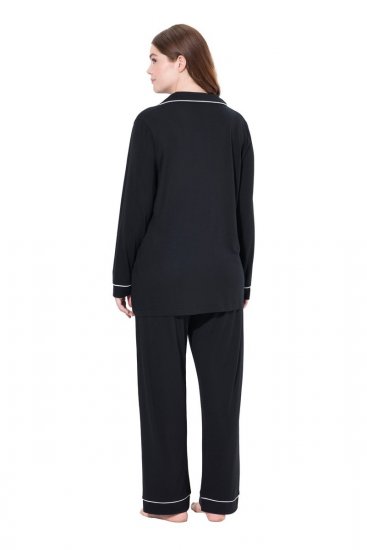 Ulla Popken 823030 Pidžama ar krekla apkakli Melns - Pidžamas/Loungewear - 