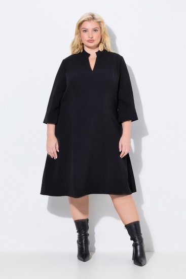 Ulla Popken 823290 Midi kleita ar V veida izgriezumu Melns - Midi kleitas - Midi kleitas lielajos izmēros