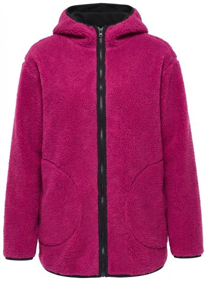Ulla Popken 823371 Teddy jaka ar kapuci un stepētām kabatām Fuksija - Fleece apģērbs - 