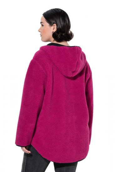 Ulla Popken 823371 Teddy jaka ar kapuci un stepētām kabatām Fuksija - Fleece apģērbs - 