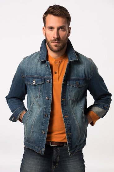 JP1880 826234 Džinsa jaka ar krūšu kabatām Indigo zils - Jakas & Lietus apģērbs - Jakas - 2XL-12XL