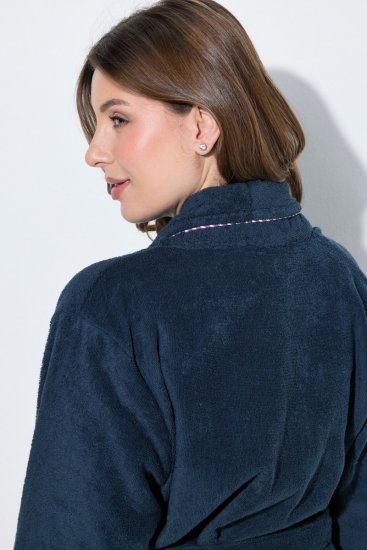 Ulla Popken 826794 Frotē peldmētelis Tumši zils - Rīta un peldmēteļi - 