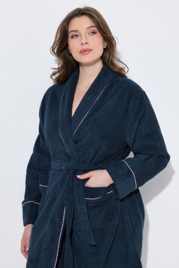 Ulla Popken 826794 Frotē peldmētelis Tumši zils - Rīta un peldmēteļi - 