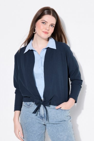 Ulla Popken 827116 Lina maisījuma bolero ar stāvapkakli Tumši zils - Bolero jakas - 