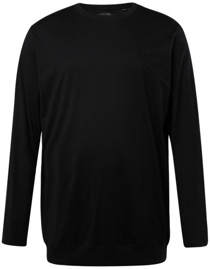 JP1880 827128 T-krekls ar garām piedurknēm un vēdera piegriezumu Melns - T-krekli - T-krekli - 2XL-14XL