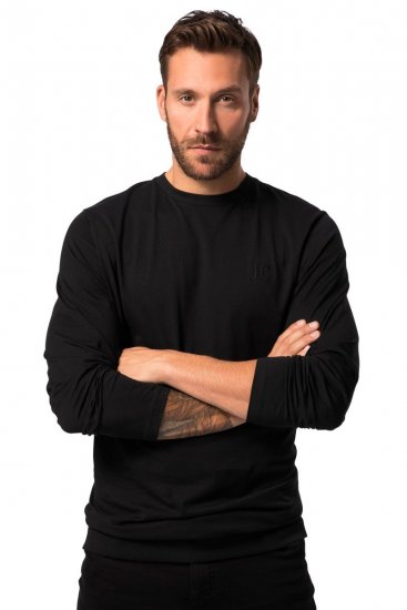 JP1880 827128 T-krekls ar garām piedurknēm un vēdera piegriezumu Melns - T-krekli - T-krekli - 2XL-14XL
