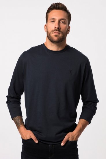 JP1880 827128 T-krekls ar garām piedurknēm un vēdera piegriezumu Tumši zils - T-krekli - T-krekli - 2XL-14XL