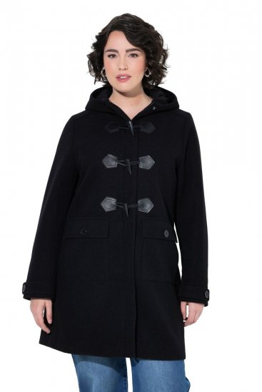 Ulla Popken 829347 Duffle mētelis Melns - Mēteļi - Lielo izmēru mēteļi sievietēm