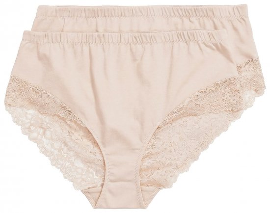 Ulla Popken 830094 Biksītes ar mežģīnēm 2 gab. Bēšs - Biksītes - 