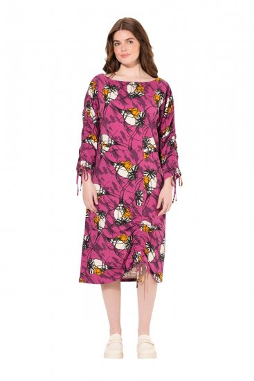 Ulla Popken 830151 Ziedaina kleita Rozā - Maxi kleitas - Sieviešu maxi kleitas lielos izmēros