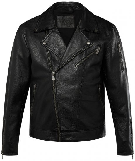JP1880 830586 Biker jaka no jēra napas Melns - Jakas & Lietus apģērbs - Jakas - 2XL-12XL