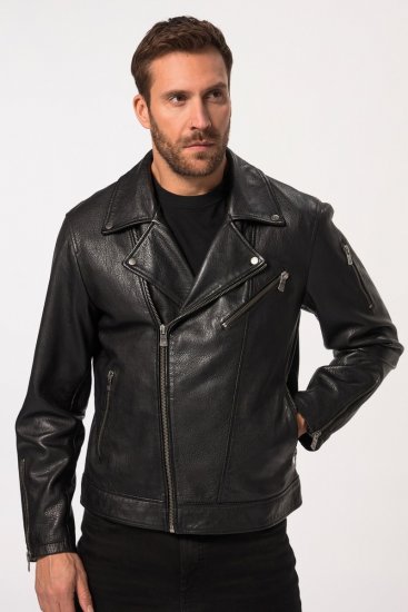 JP1880 830586 Biker jaka no jēra napas Melns - Jakas & Lietus apģērbs - Jakas - 2XL-12XL