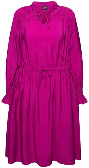 Ulla Popken 830615 Kleita ar garām piedurknēm un volāniem Ceriņkrāsas - Midi kleitas - Midi kleitas lielajos izmēros