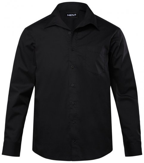 Men+ 757 Biznesa krekls ar garām piedurknēm ar atvērtu apkakli Melns - Krekli - Krekli - 2XL-8XL