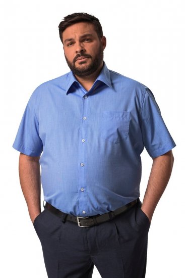 Men+ 758 Biznesa krekls ar īsām piedurknēm ar atvērtu apkakli Gaiši zils - Krekli - Krekli - 2XL-8XL