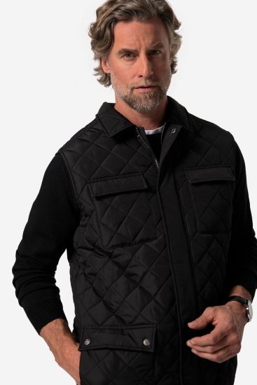 Boston Park 593 Veste stepēta ar krekla apkakli Melns - Jakas & Lietus apģērbs - Jakas - 2XL-12XL