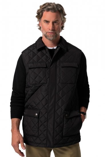 Boston Park 593 Veste stepēta ar krekla apkakli Melns - Jakas & Lietus apģērbs - Jakas - 2XL-12XL
