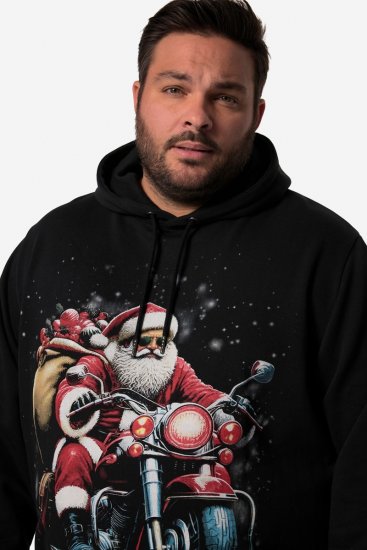 Men+ 100 Džemperis ar kapuci Ziemassvētku vecītis uz motocikla Melns - Džemperi un džemperi ar kapuci - Džemperi - 2XL-14XL