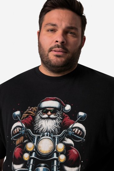 Men+ 148 T-krekls bellyfit Ziemassvētku vecītis uz motocikla Melns - T-krekli - T-krekli - 2XL-14XL
