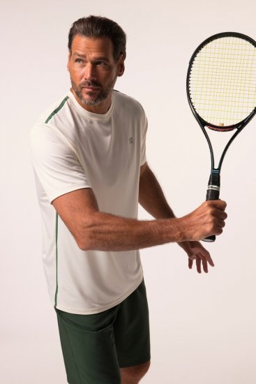 JP1880 QuickDry Stripes Tennis T-Shirt Off White - Sporta apģērbs & outdoor - Liela izmēra sporta apģērbi vīriešiem