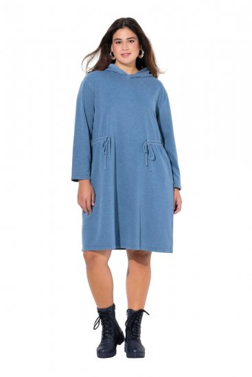 Ulla Popken 834536 Džempera kleita ar kapuci Džinsa zils - Sporta auduma kleitas - 