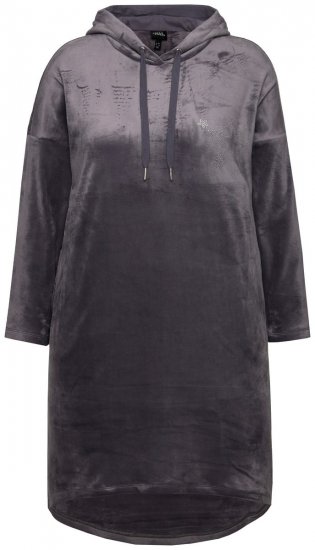 Ulla Popken 834550 Kleita ar garām piedurknēm un kapuci Antracīta - Sporta auduma kleitas - 