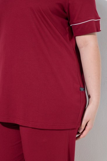 Ulla Popken 835397 Pidžama ar īsām piedurknēm un krekla apkakli Ceriņkrāsas - Pidžamas/Loungewear - 