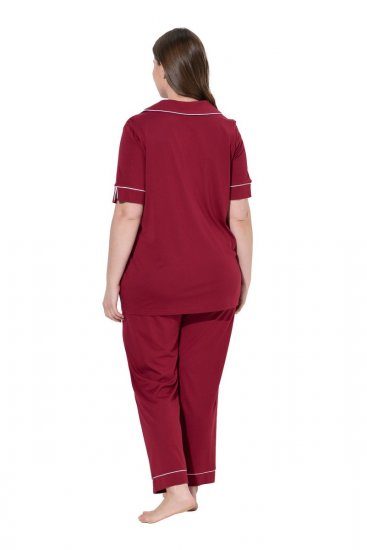 Ulla Popken 835397 Pidžama ar īsām piedurknēm un krekla apkakli Ceriņkrāsas - Pidžamas/Loungewear - 