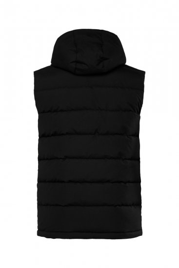 Men+ 442 Veste stepēta ar kapuci un apdruku Melns - Jakas & Lietus apģērbs - Jakas - 2XL-12XL