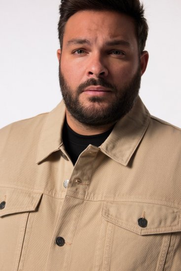 Men+ 446 Džinsa jaka ar krūšu kabatām Smilškrāsas - Jakas & Lietus apģērbs - Jakas - 2XL-12XL
