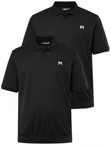 Men+ 266 Polo krekls bellyfit Melns 2 gab. iepakojums - Polo krekli - Polo krekli - 2XL-8XL