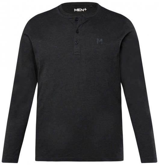 Men+ 383 Henley krekls ar garām piedurknēm Melns - T-krekli - T-krekli - 2XL-14XL