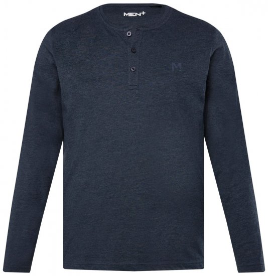 Men+ 383 Henley krekls ar garām piedurknēm Tumši zils - T-krekli - T-krekli - 2XL-14XL