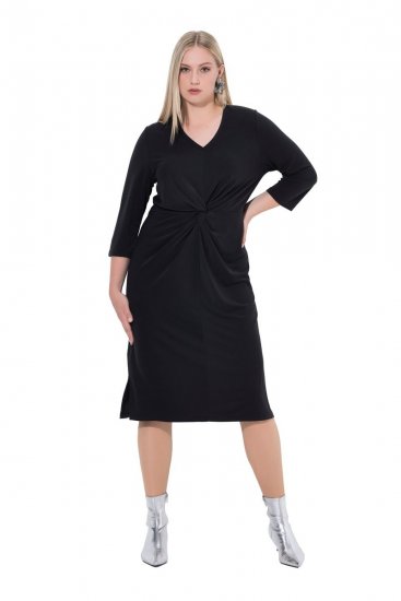 Ulla Popken 836514 Midi kleita ar 3/4 piedurknēm Melns - Midi kleitas - Midi kleitas lielajos izmēros