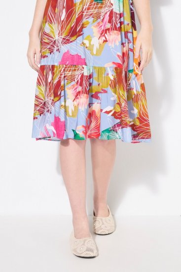 Ulla Popken 836746 Ziedaina midi kleita ar volāniem Gaiši zils - Midi kleitas - Midi kleitas lielajos izmēros