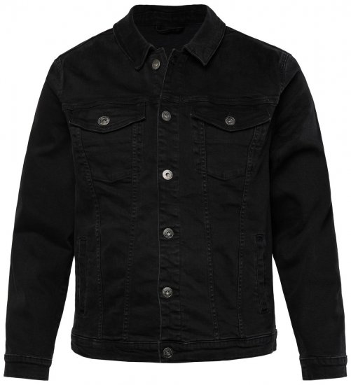 JP1880 836791 Džinsa jaka ar četrām kabatām Melns - Jakas & Lietus apģērbs - Jakas - 2XL-12XL