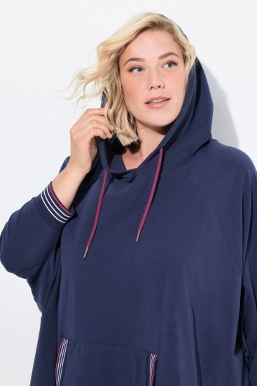Ulla Popken 837190 Mājas pončo ar kapuci Tumši violets - Pidžamas/Loungewear - 