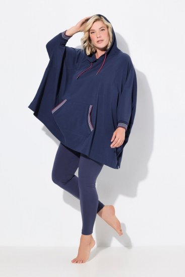 Ulla Popken 837190 Mājas pončo ar kapuci Tumši violets - Pidžamas/Loungewear - 