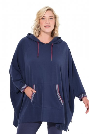 Ulla Popken 837190 Mājas pončo ar kapuci Tumši violets - Pidžamas/Loungewear - 